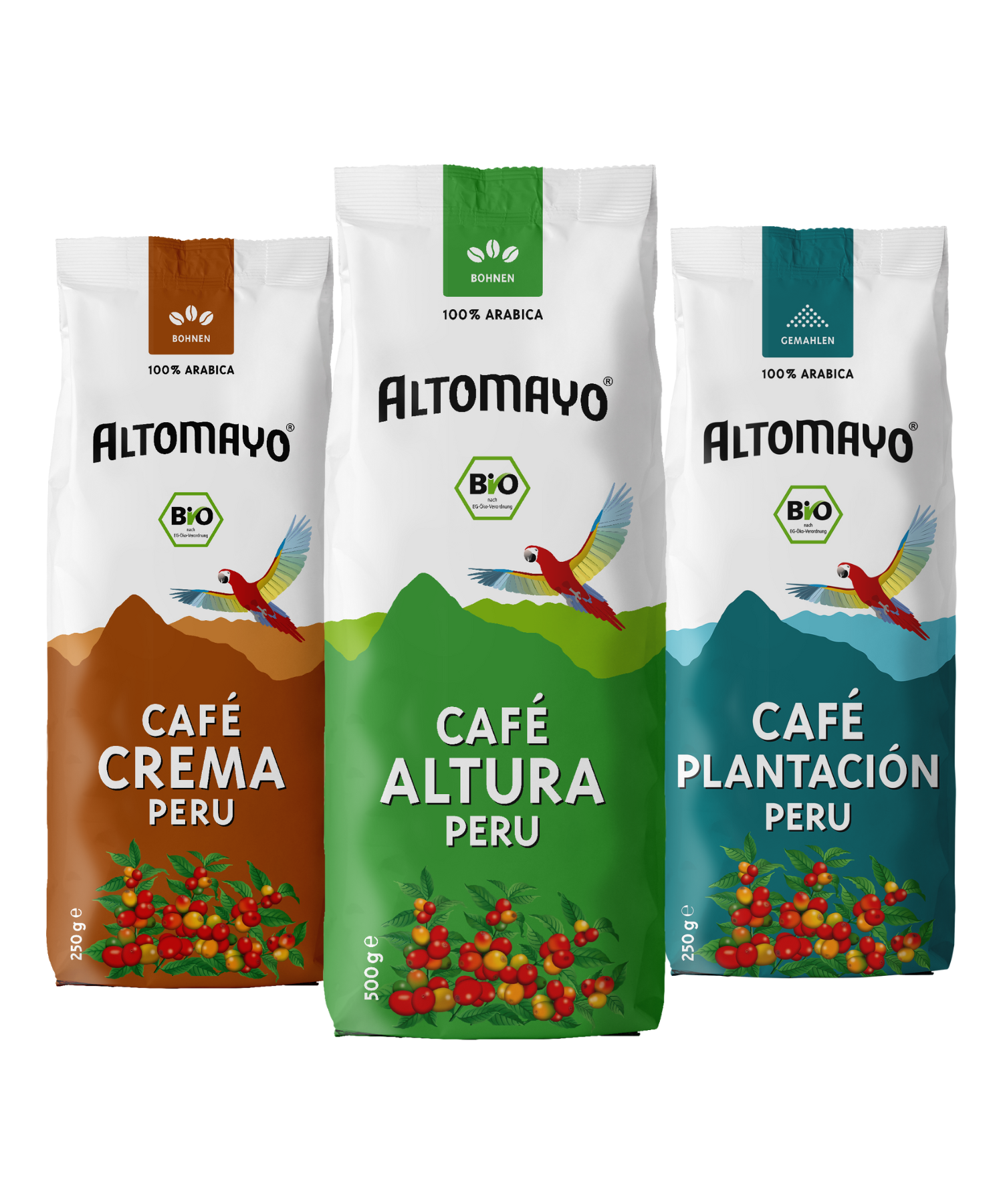 ALTOMAYO Bio Kaffee Produktkollektion Grafik