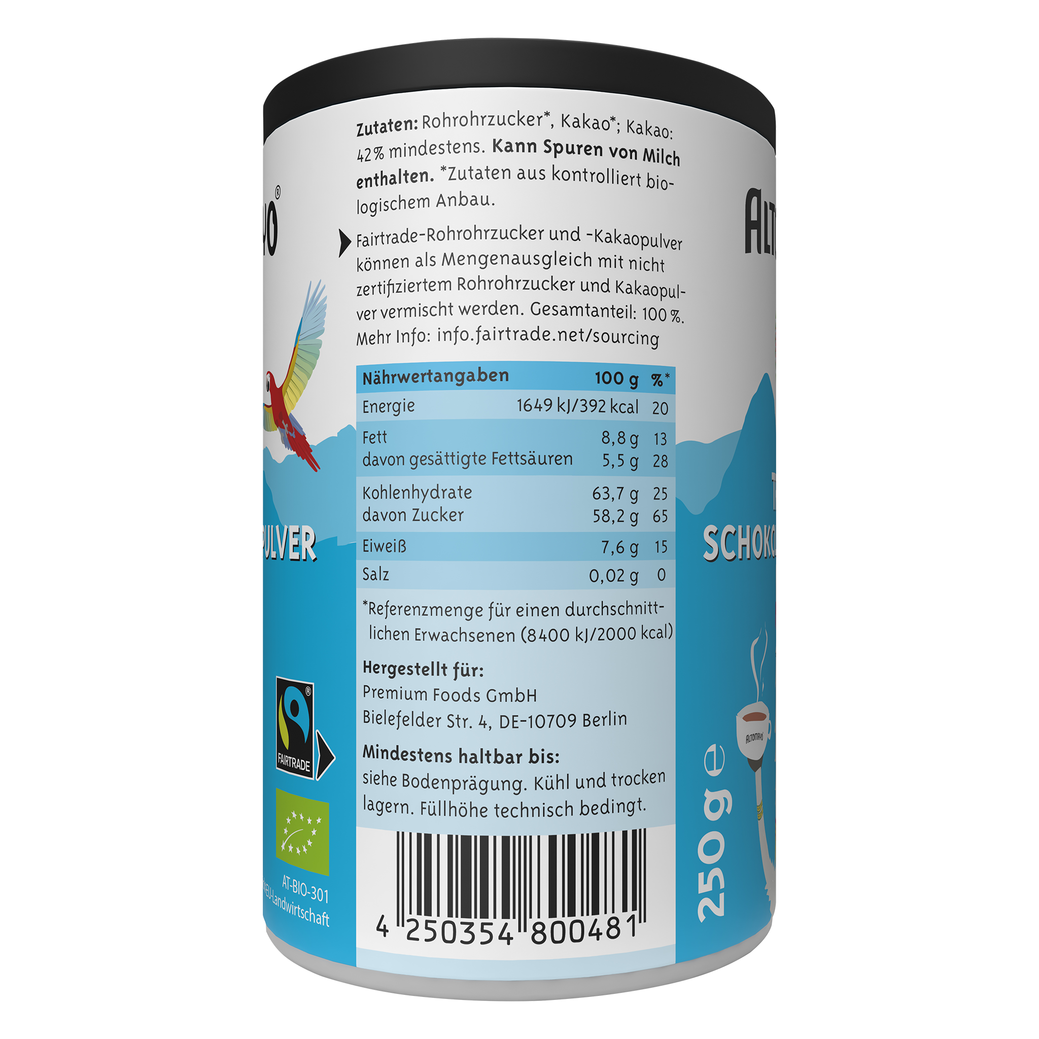 Bio-Fairtrade Trinkschokoladenpulver, Pulver, 250 g