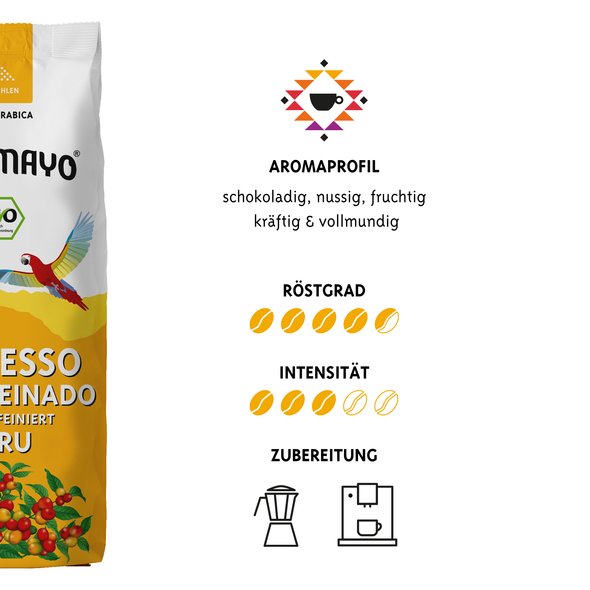 Organic Espresso Descafeinado Decaffeinated, ground, 8 x 250 g