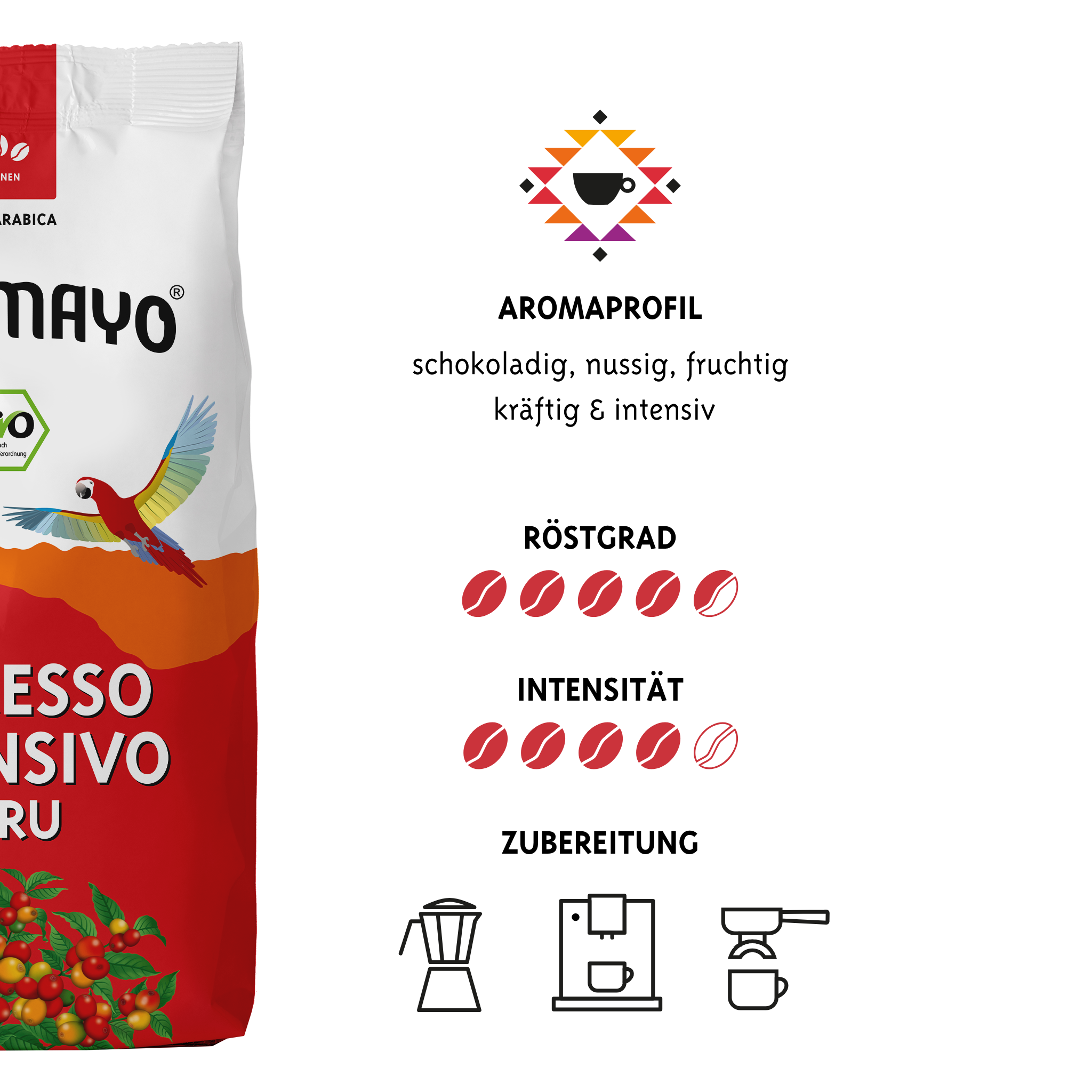 Bio Espresso Intensivo, Bohnen, 8 x 1000 g