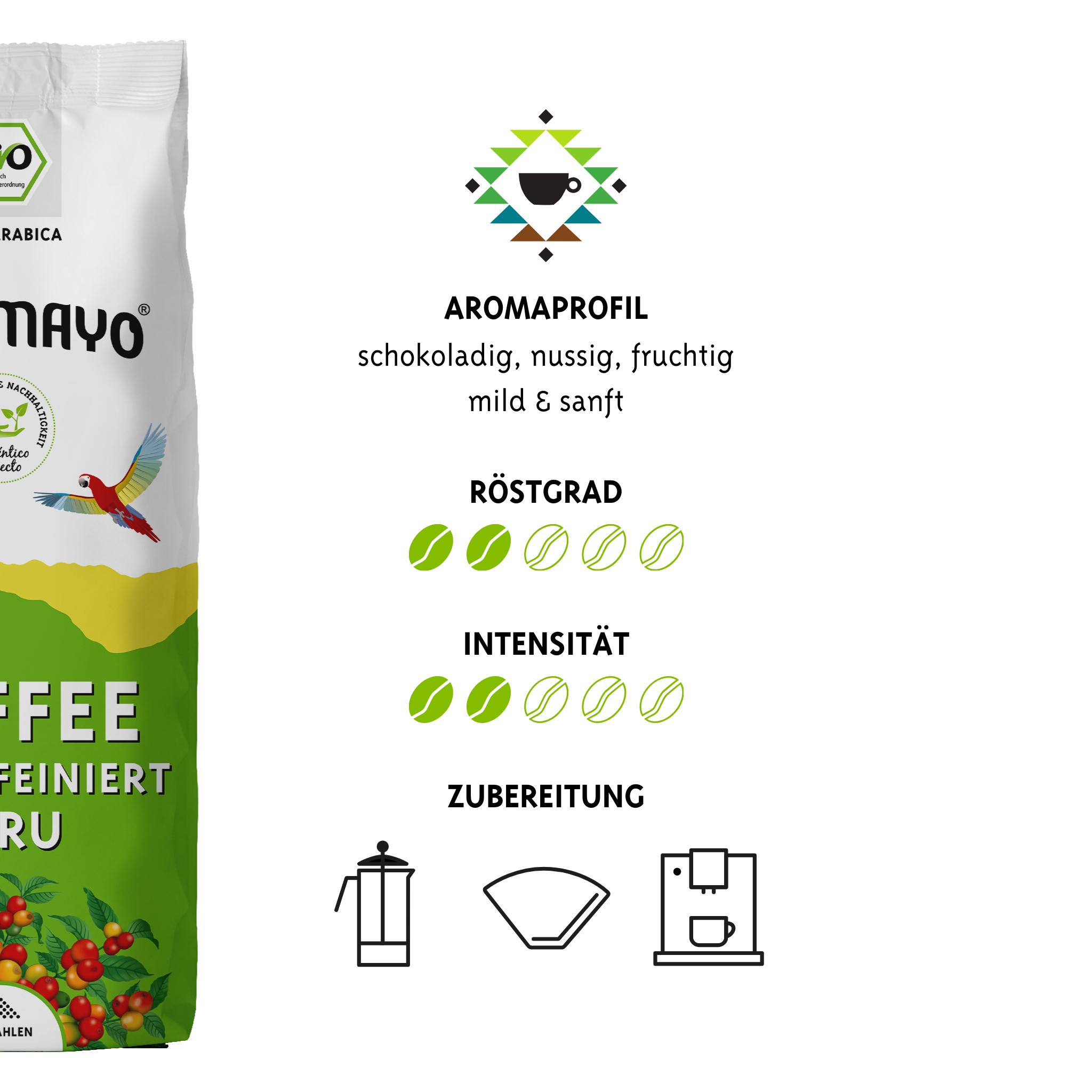 Organic Decaffeinated Coffee, Ground, 250 g