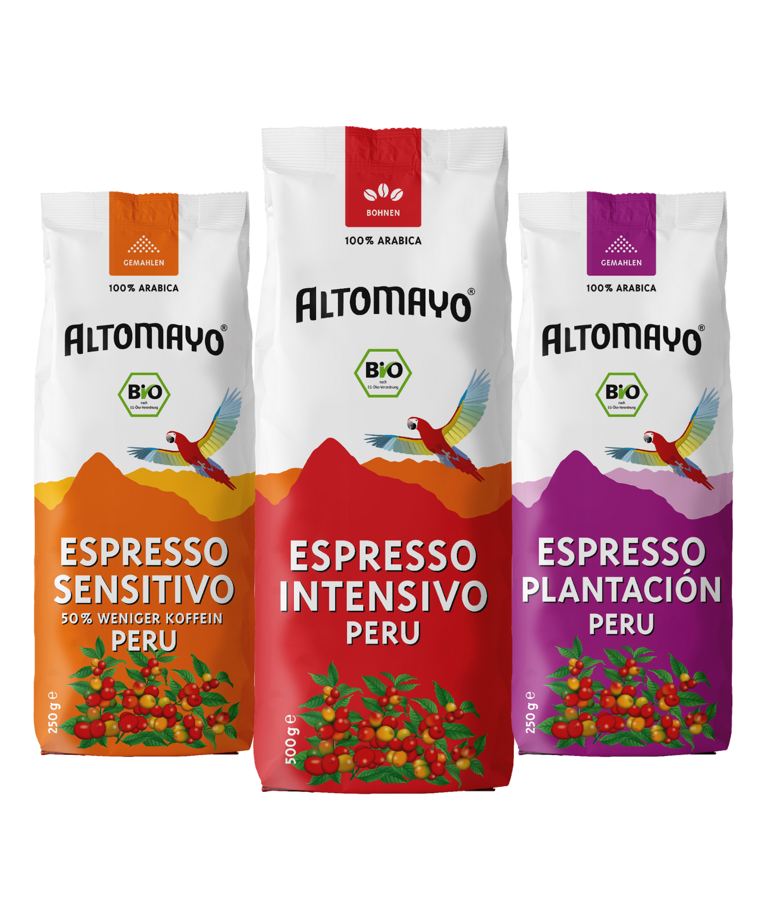 ALTOMAYO Bio Espresso Produktkollektion Grafik