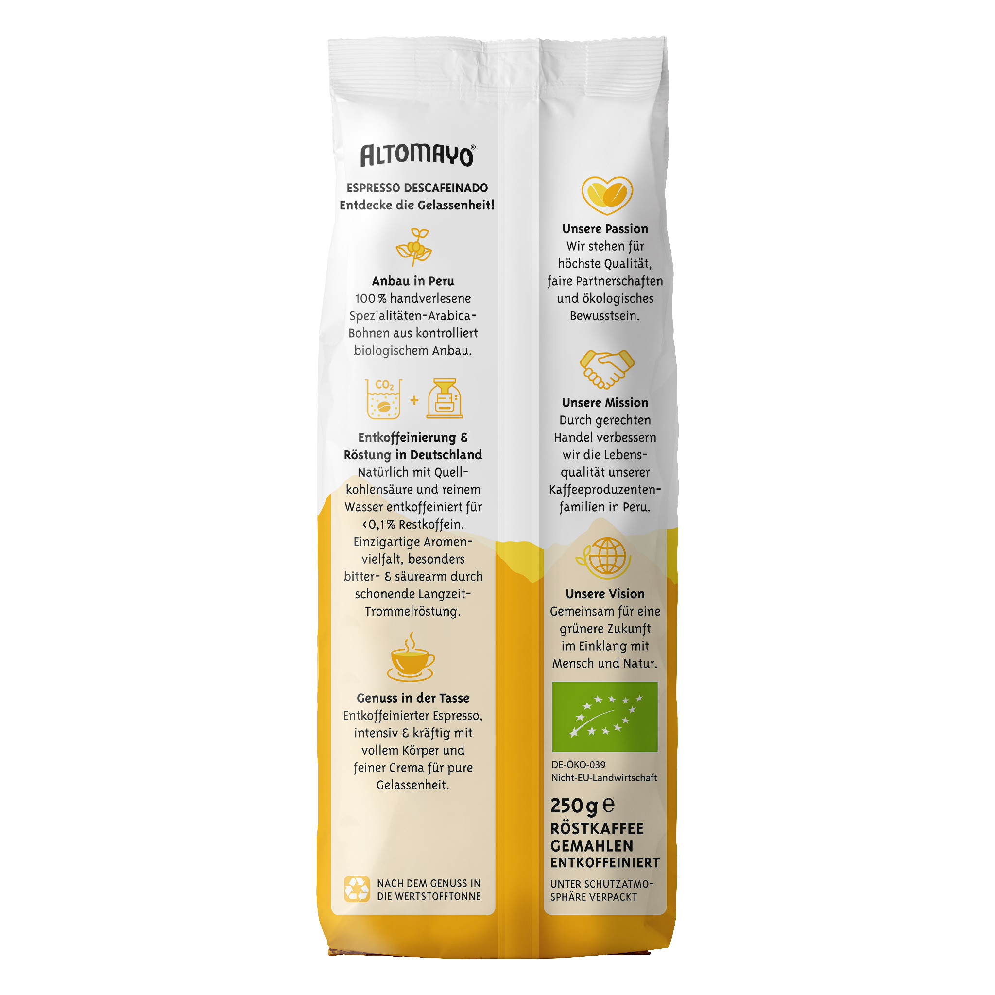 Bio Espresso Descafeinado Entkoffeiniert, gemahlen, 250 g