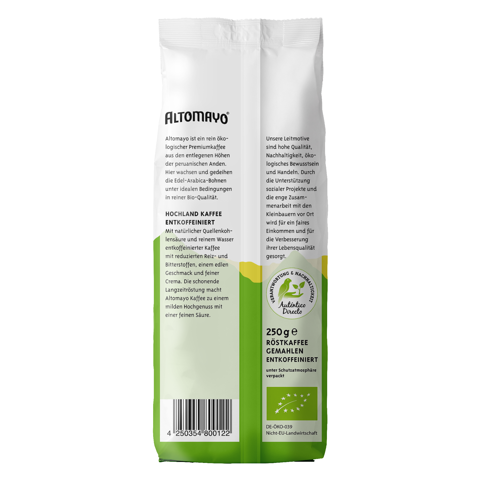 Organic Decaffeinated Coffee, Ground, 250 g