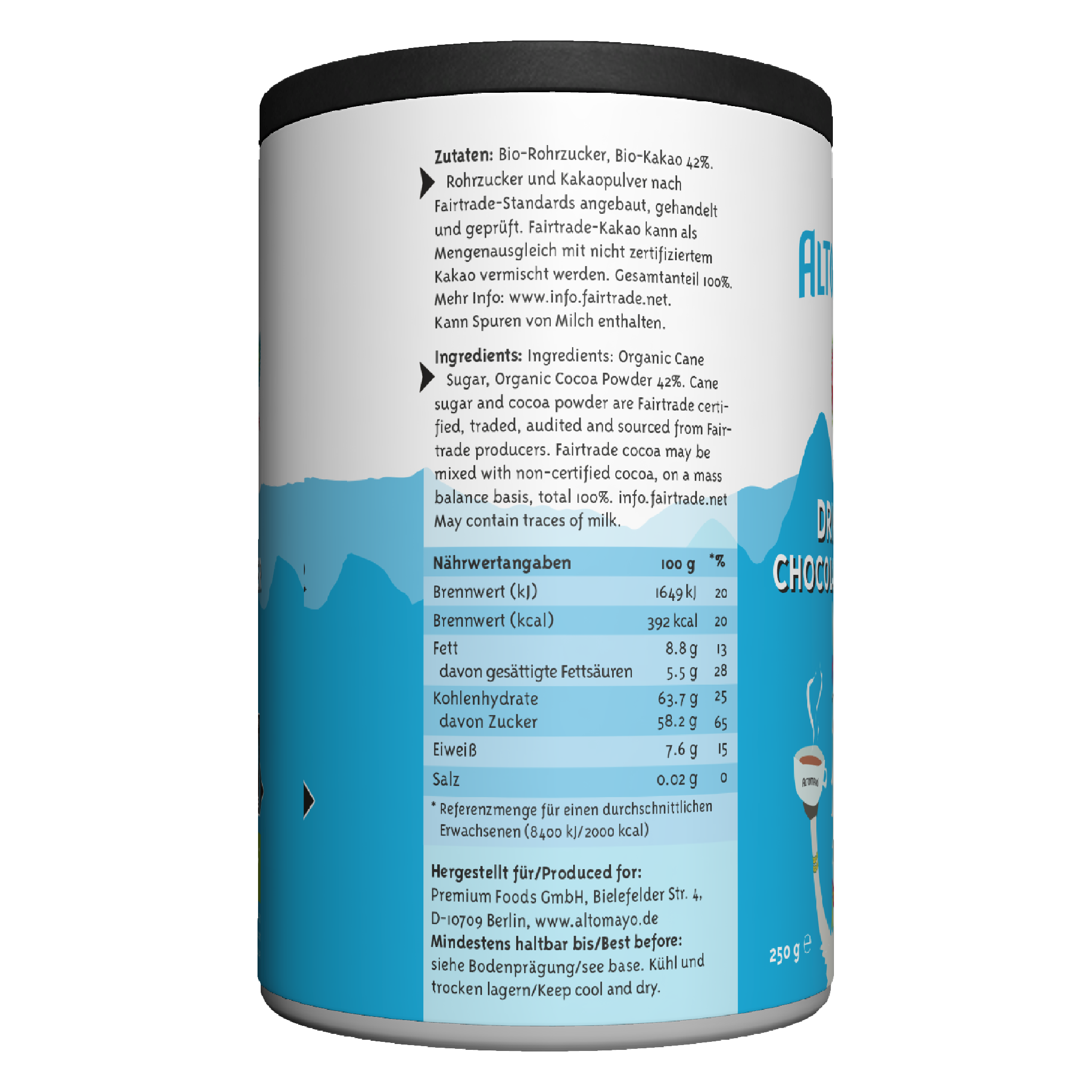 Organic Fairtrade Drinking Chocolate, Powder, 250 g
