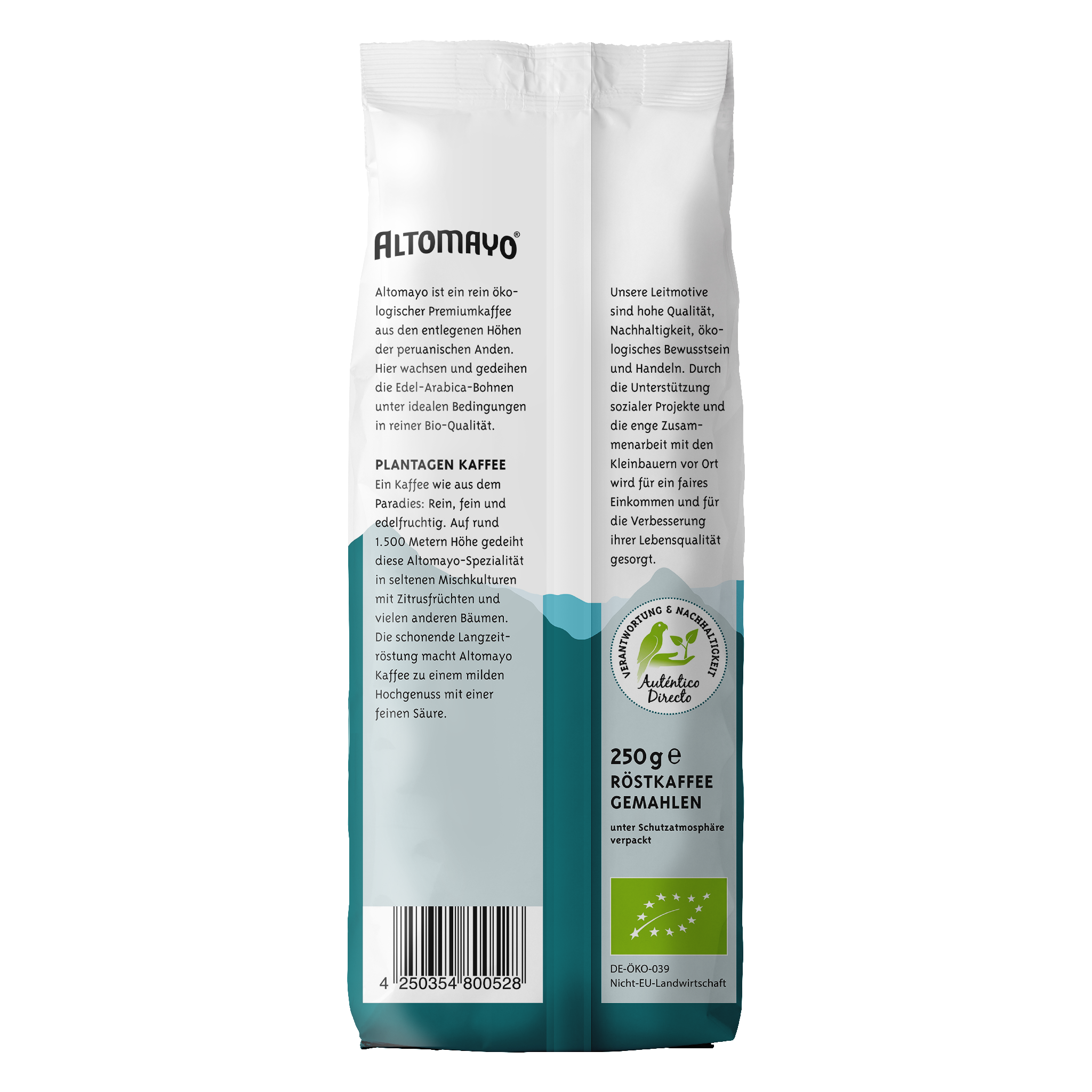 Organic plantation coffee, ground, 250 g