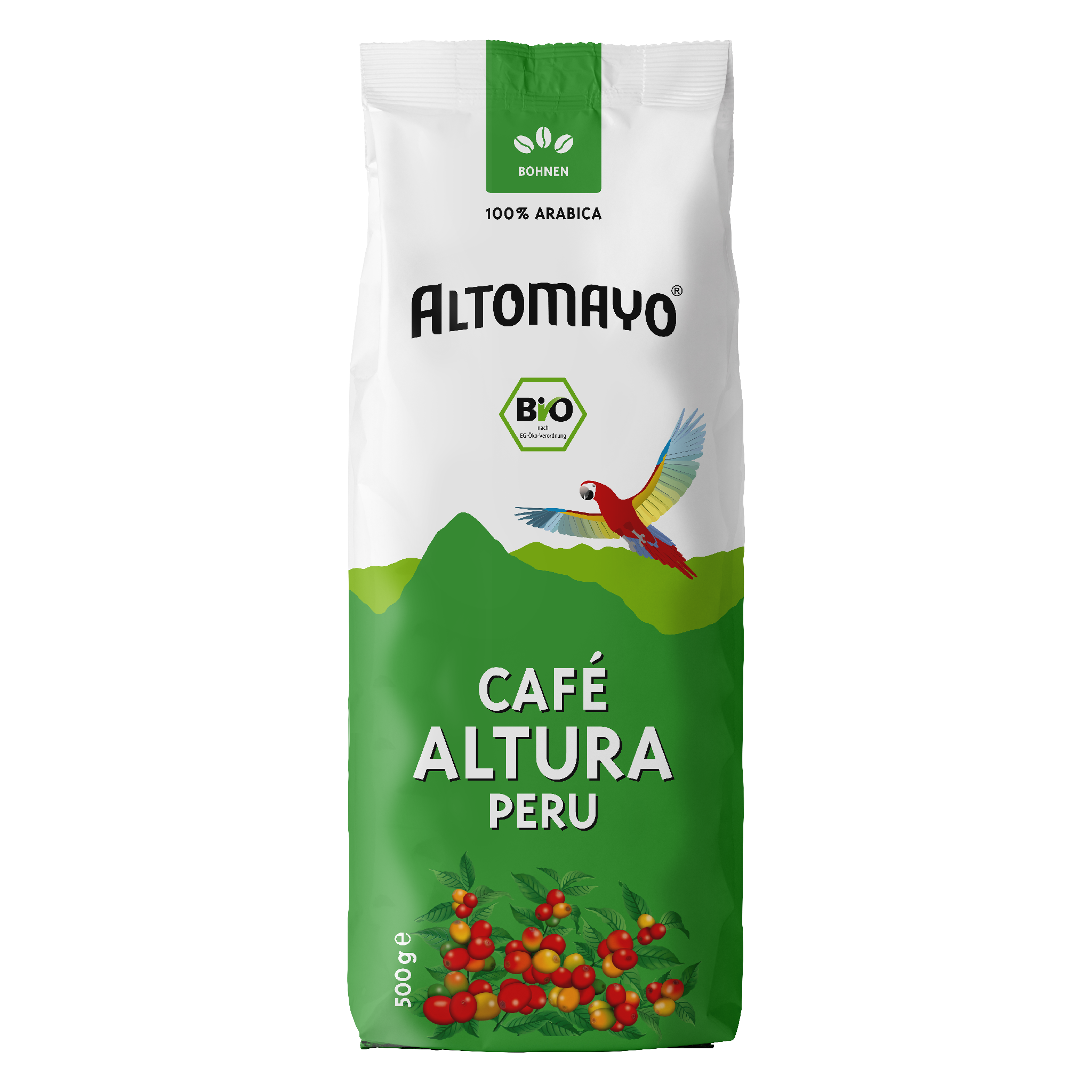 ALTOMAYO Bio Café Altura Bohnen 500 g Packshot Vorderseite