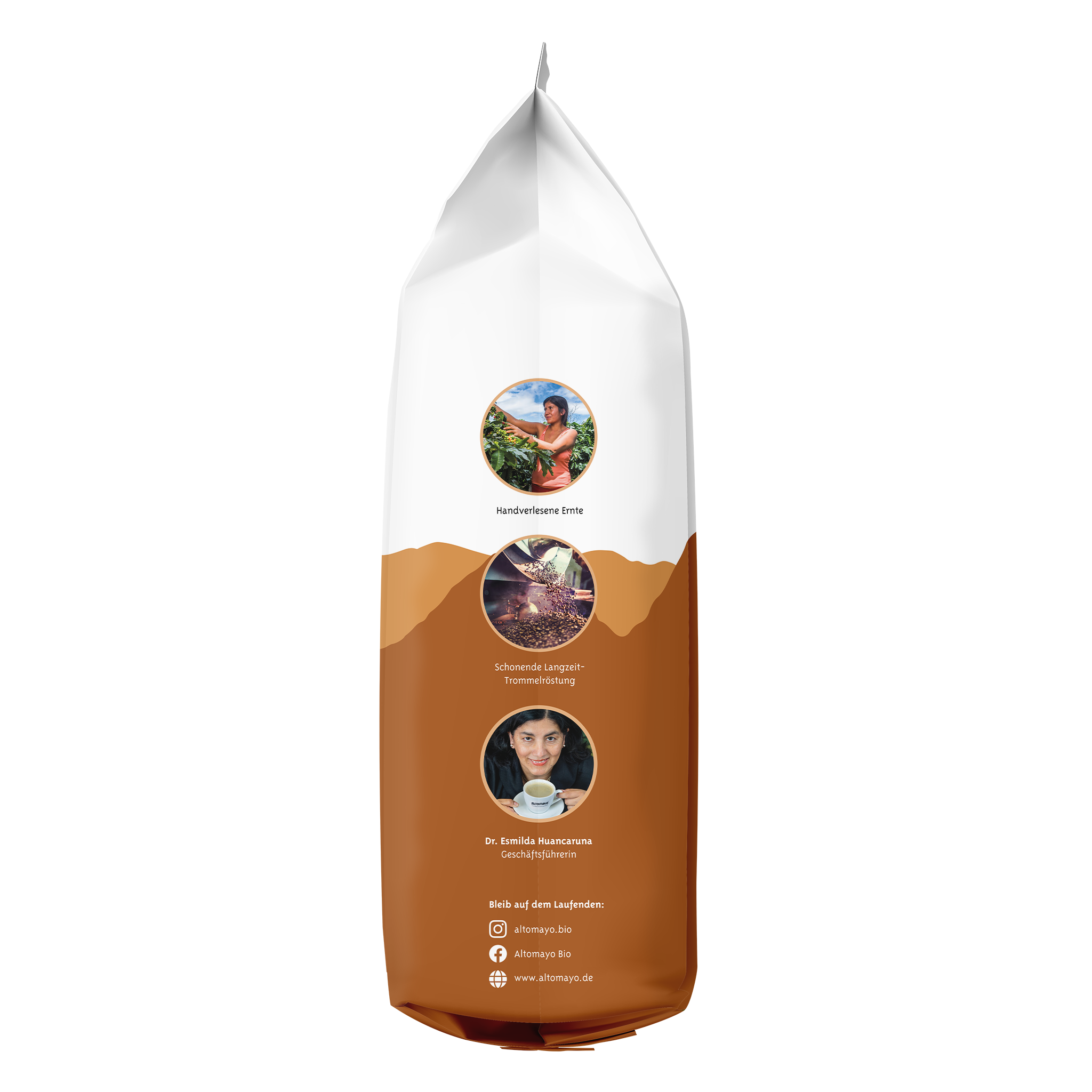 ALTOMAYO Bio Café Crema Bohnen 1000 g Packshot Seitenansicht rechts