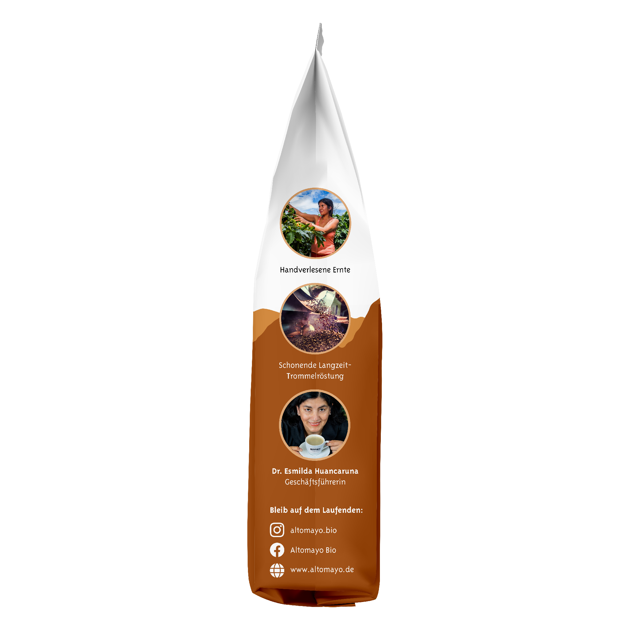 ALTOMAYO Bio Café Crema Bohnen 250 g Packshot Seitenansicht rechts