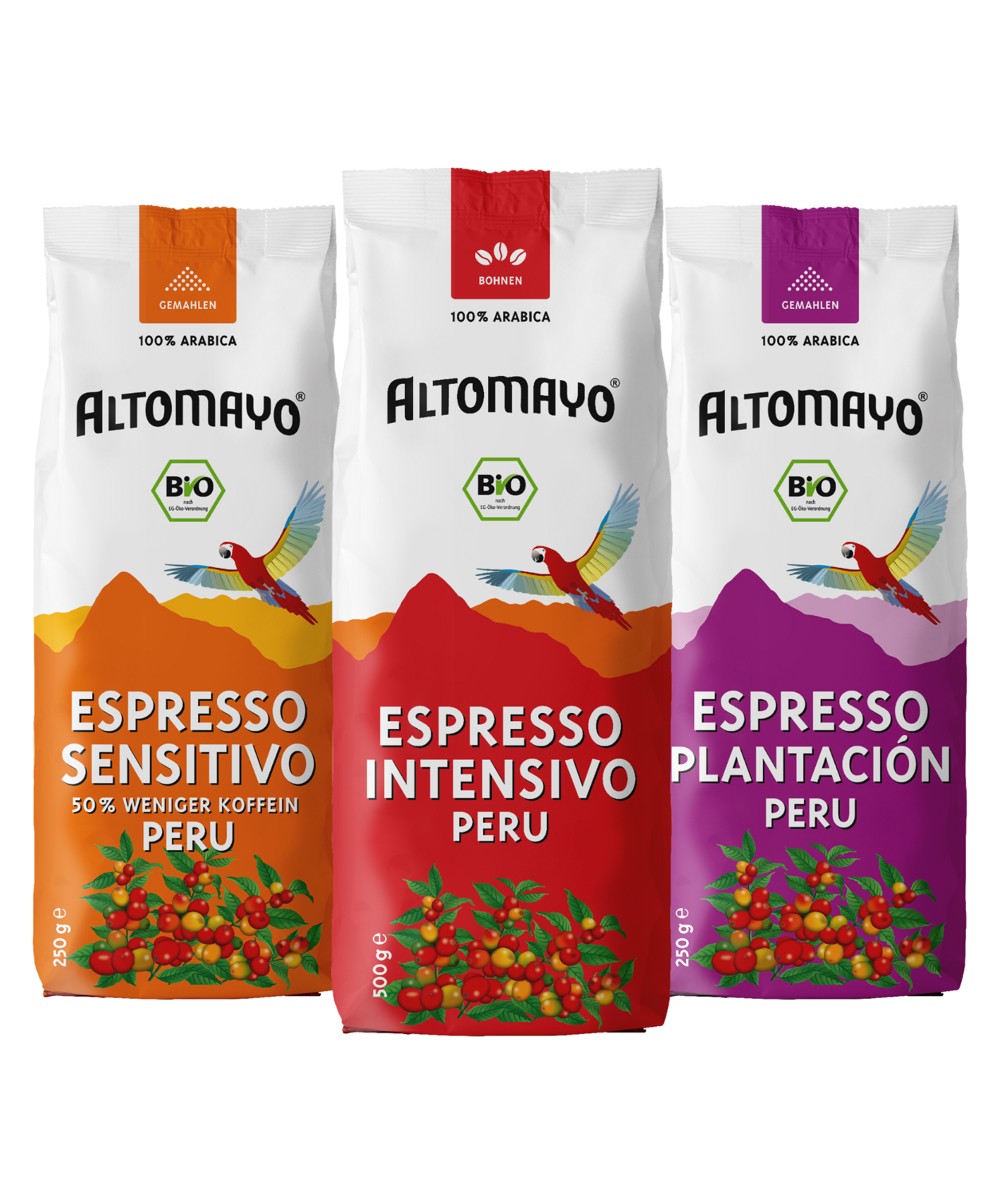 ALTOMAYO Bio Espresso Produktkollektion Grafik