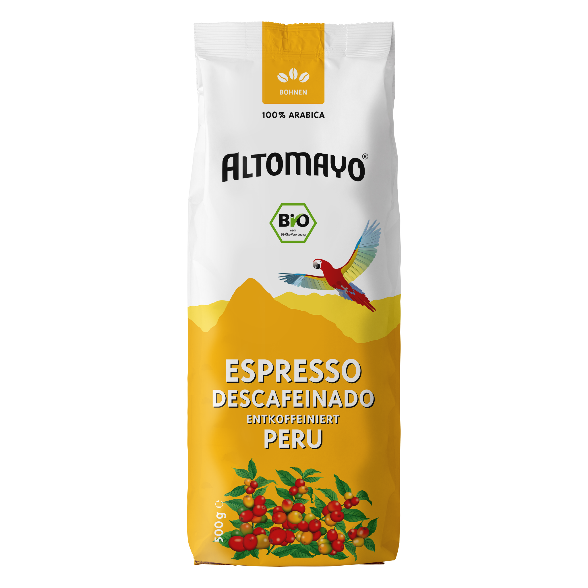 Bio Espresso Descafeinado Entkoffeiniert, Bohnen, 500 g Beutel