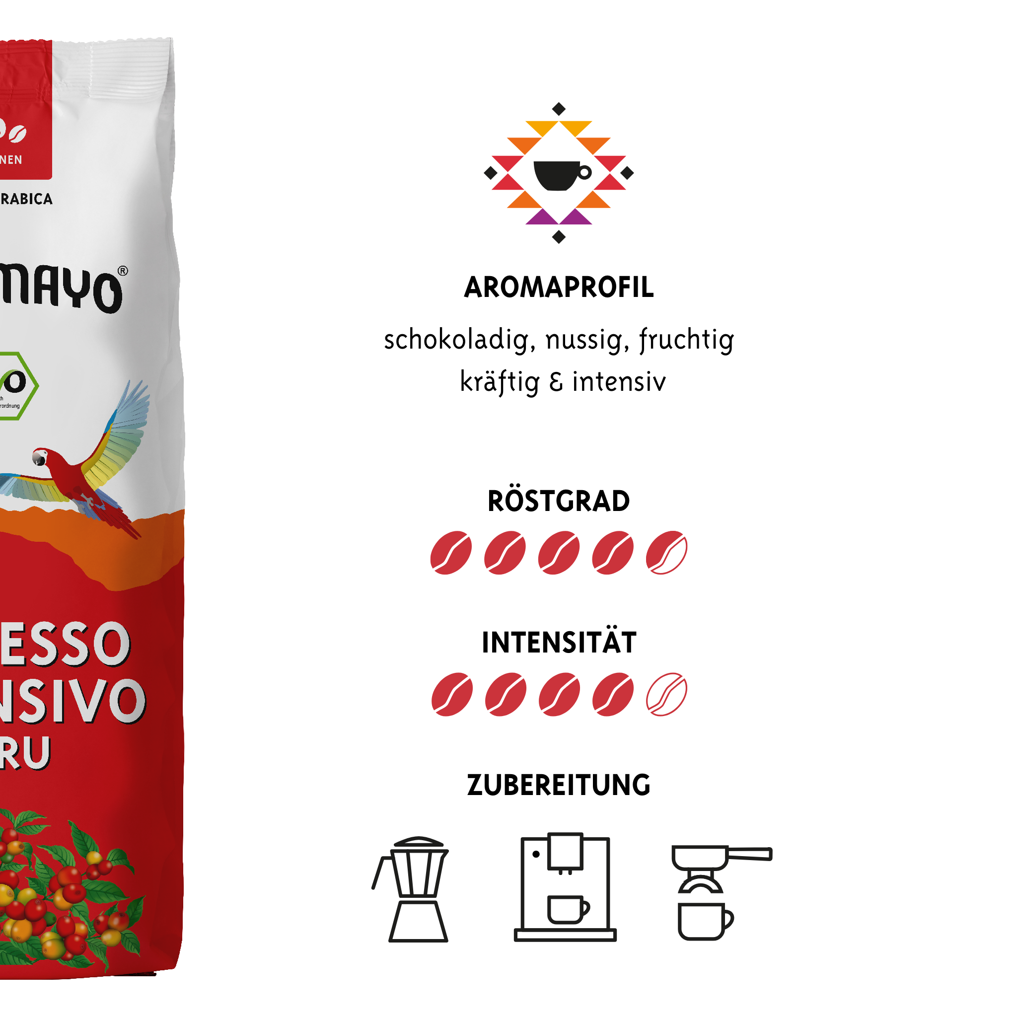 Bio Espresso Intensivo, Bohnen, 500 g