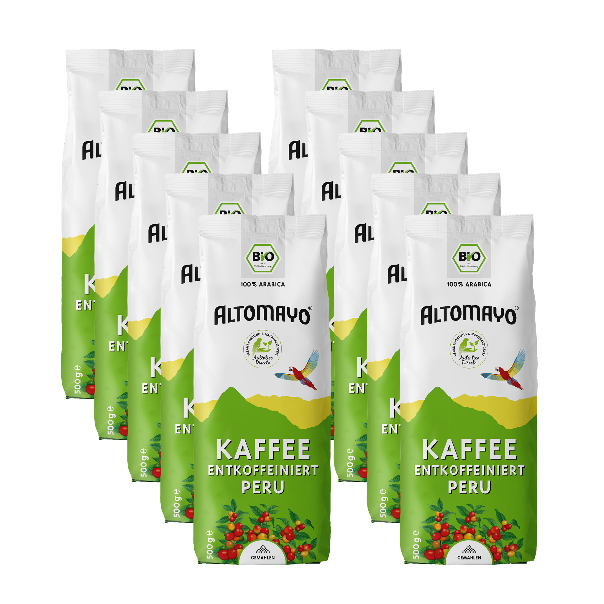 Organic Decaffeinated Ground Coffee, 10 x 500 g