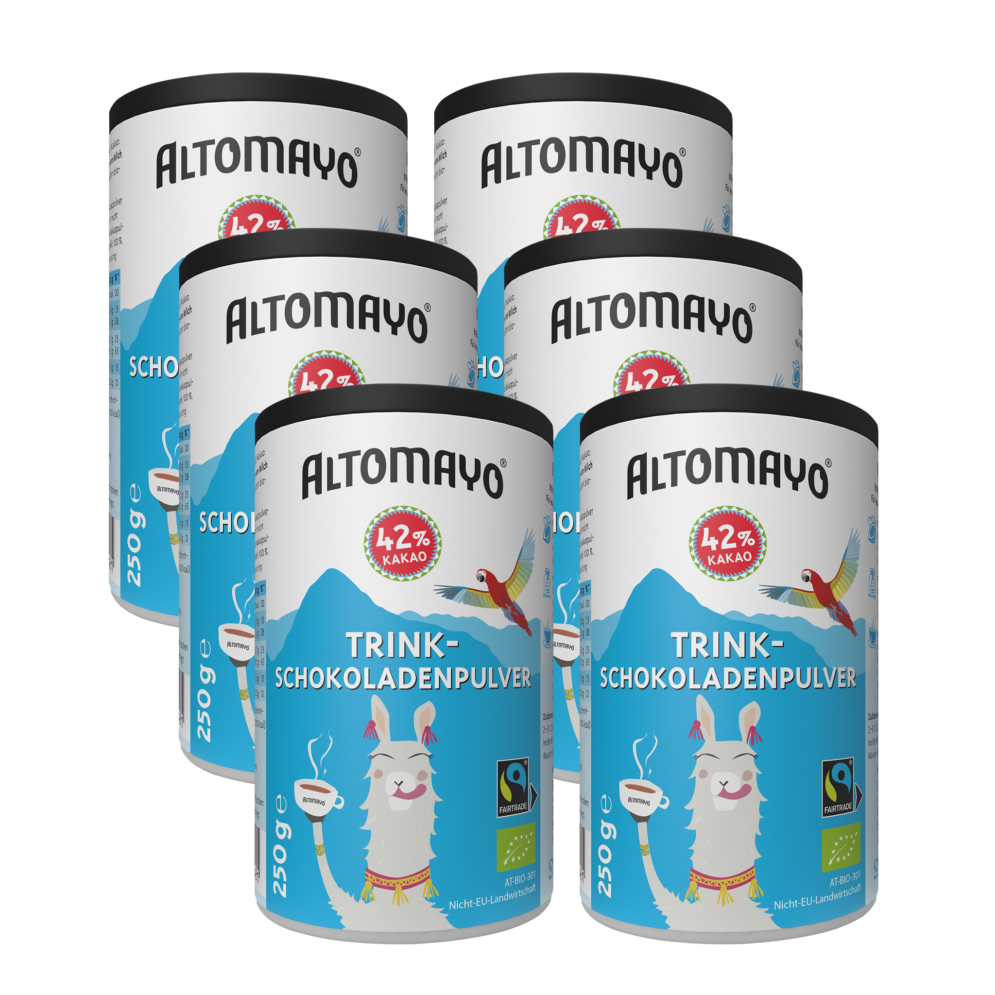 Bio-Fairtrade Trinkschokolade, Pulver, 6 x 250 g