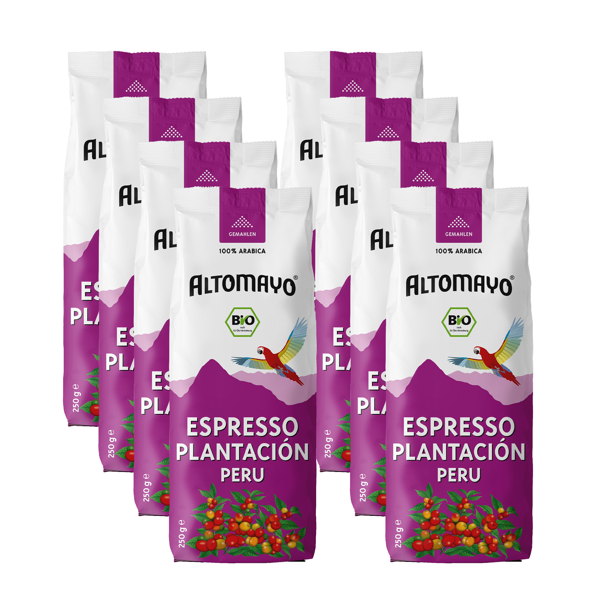 Organic Espresso Plantación, ground, 8 x 250 g