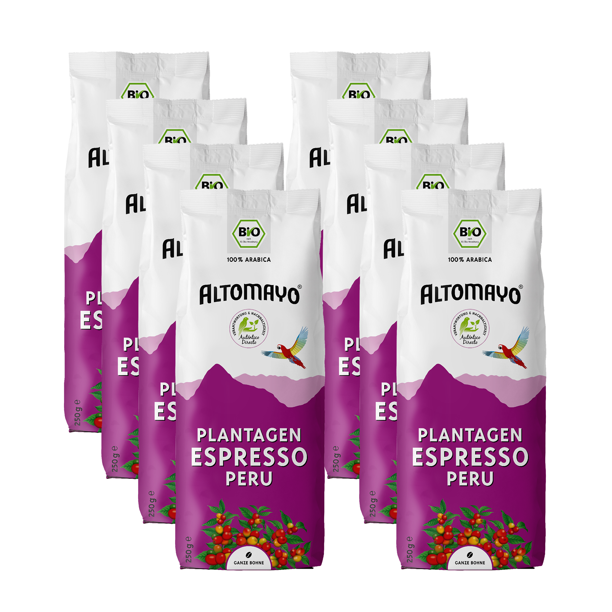 Organic Plantation Espresso, beans, 8 x 250 g