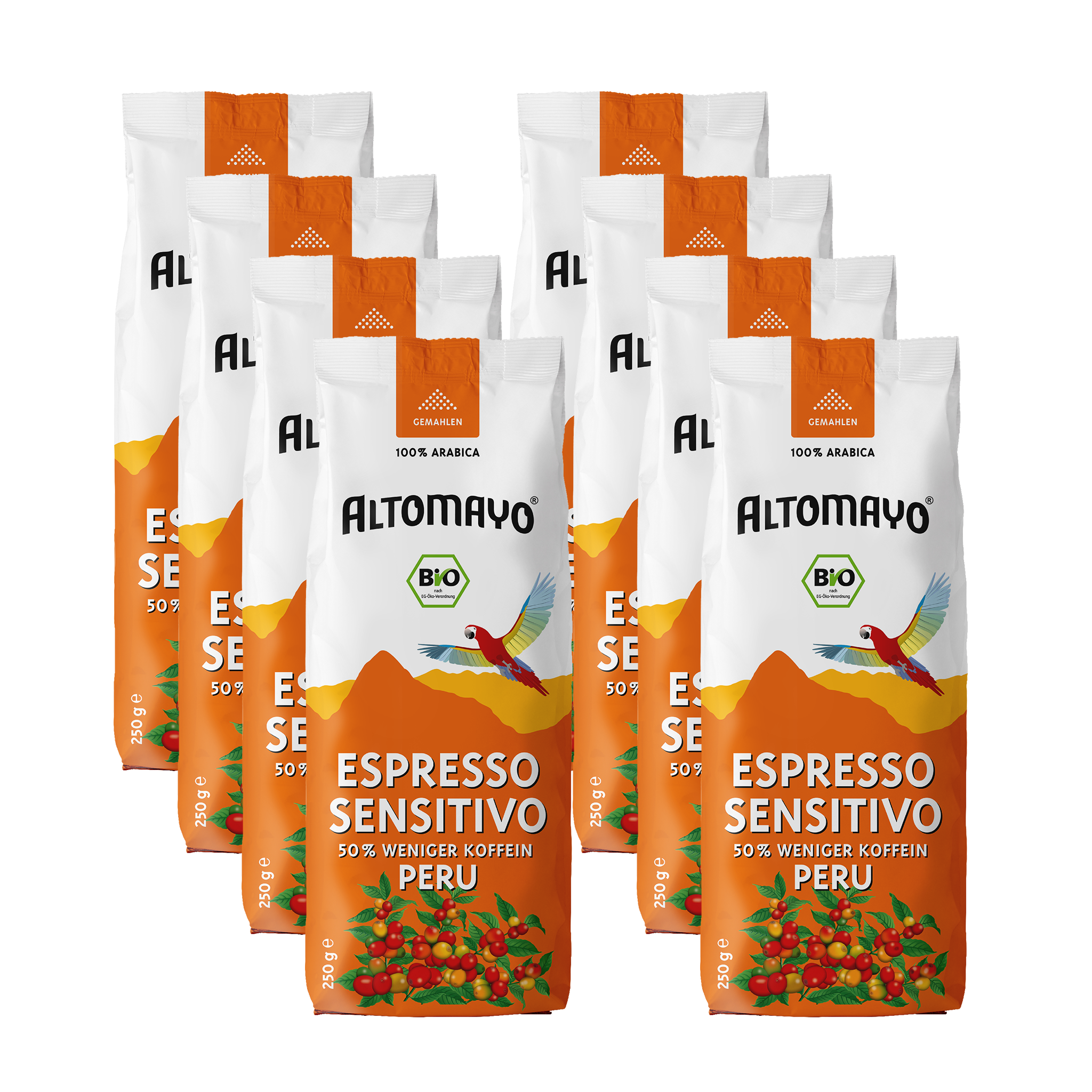 Organic Espresso Sensitivo, ground, 8 x 250 g