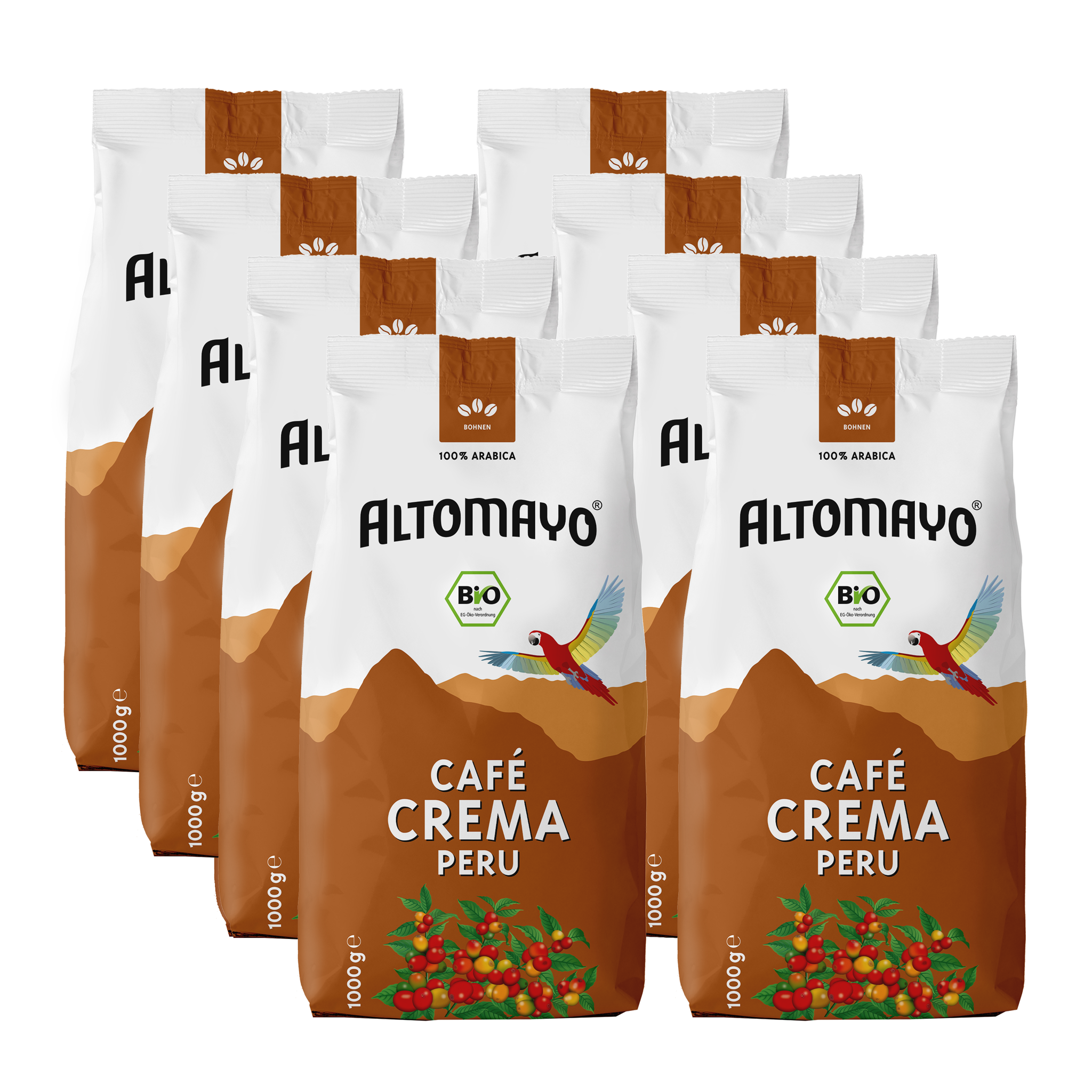 Organic Café Crema, beans, 8 x 1000 g