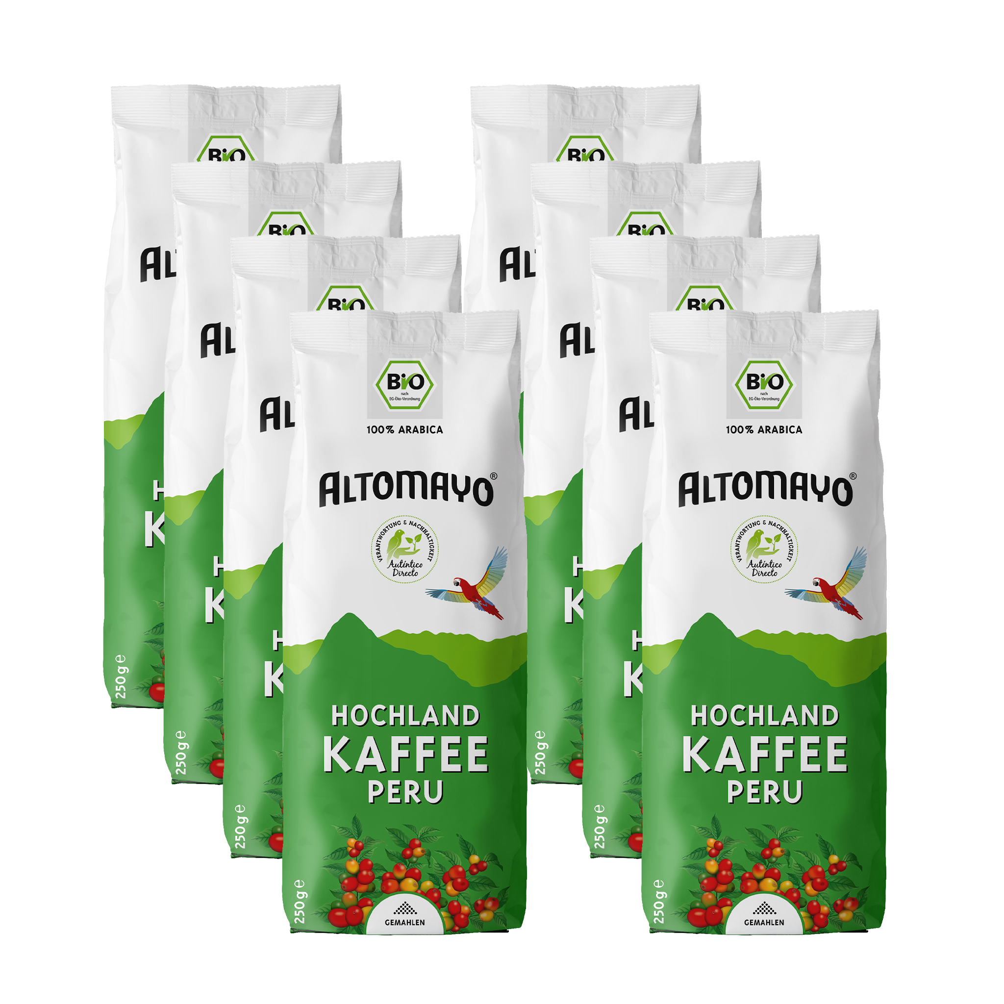 Bio Hochland Kaffee, gemahlen, 8 x 250 g