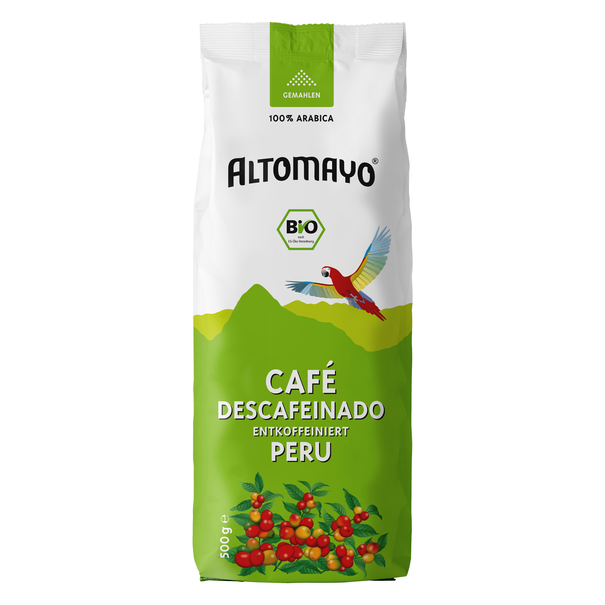 Café descafeinado ecológico, molido, 500 g