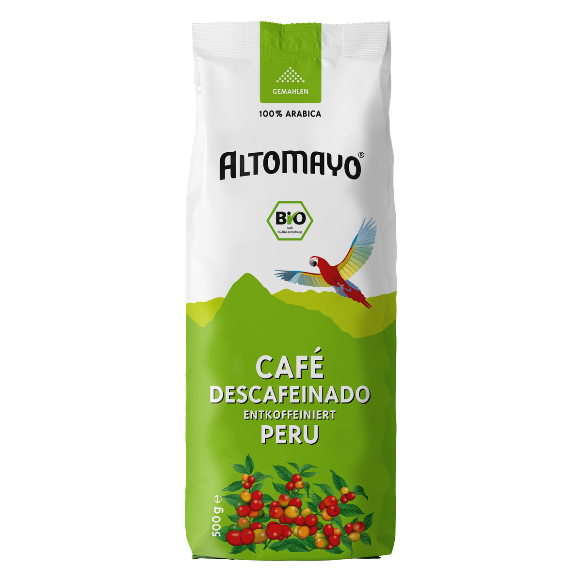 Bio Café Descafeinado Entkoffeiniert Peru, gemahlen, 500 g