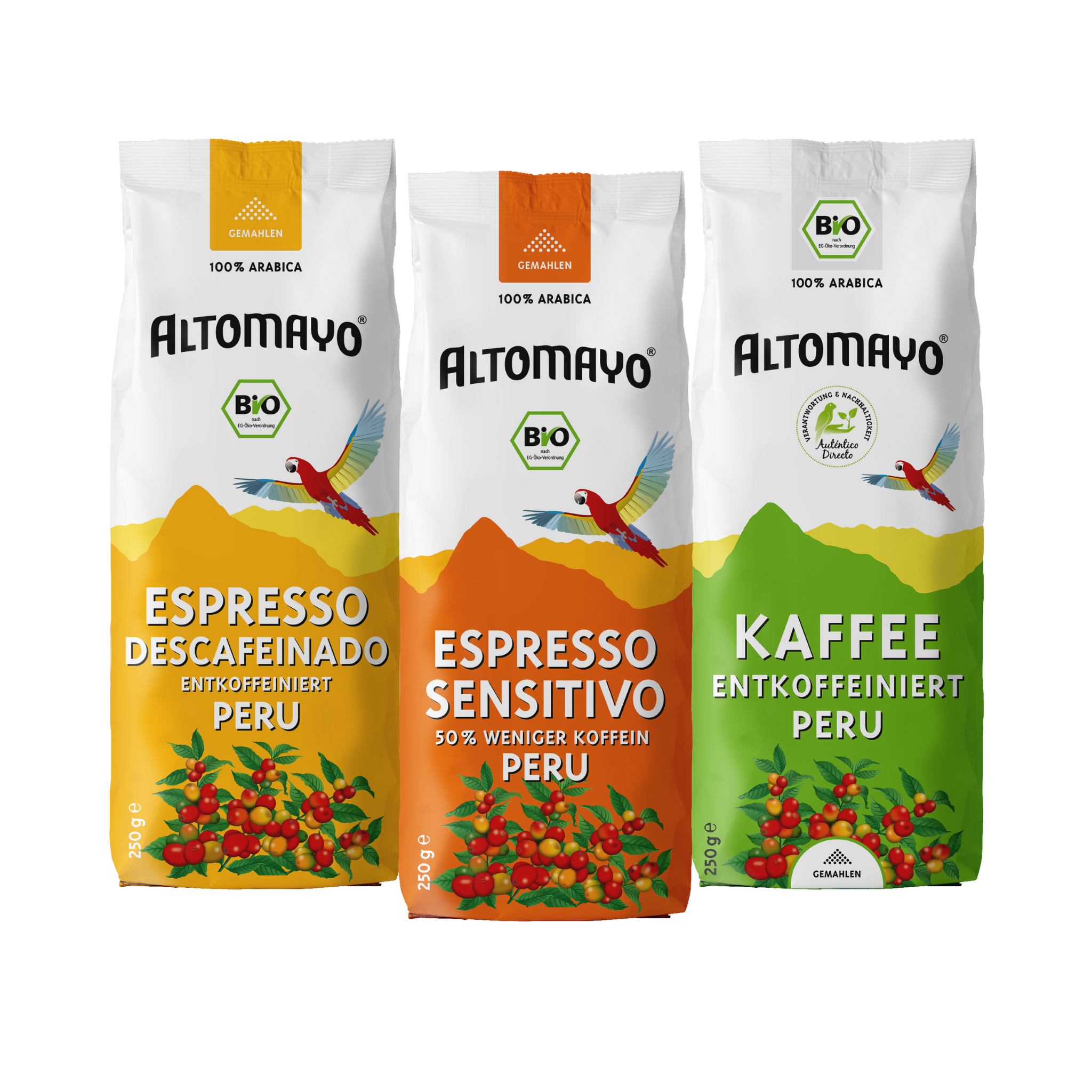 Espresso &amp; Filter Coffee Sample Set Decaffeinated, Ground, 250 g