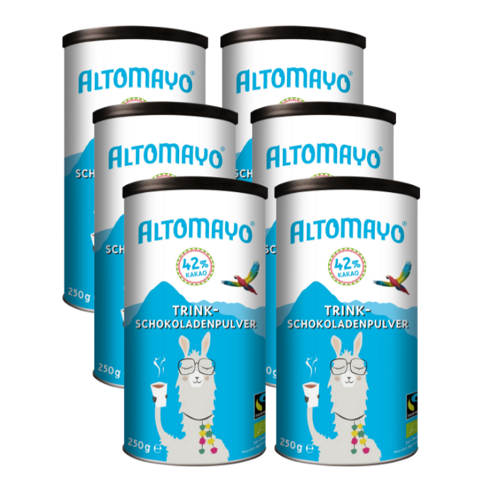 Organic Fairtrade Drinking Chocolate, Powder, 6 x 250 g