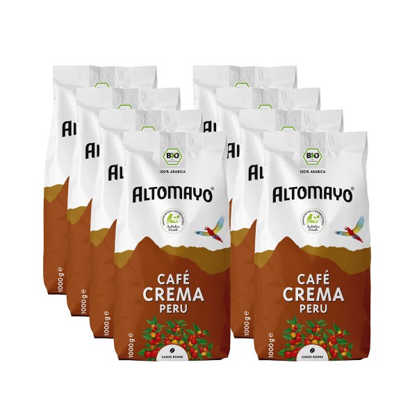 Bio Café Crema, Bohnen, 8 x 1000 g Beutel