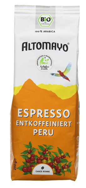 ALTOMAYO - Espresso Entkoffeiniert, Bohnen, 1 x 250 g Beutel