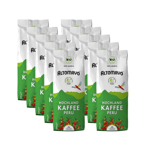 Bio Hochland Kaffee, gemahlen, 10 x 500 g Beutel