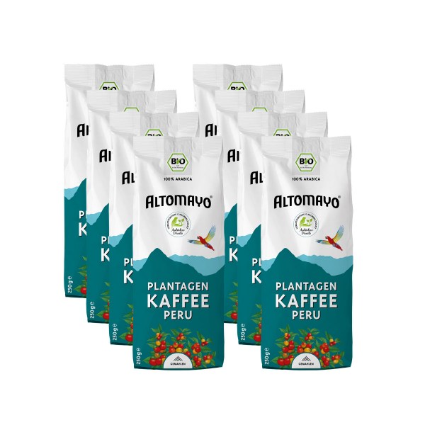 Bio Plantagen Kaffee, gemahlen, 8 x 250 g Beutel