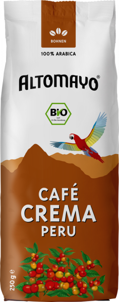 Bio Café Crema, Bohnen, 1 x 250 g Beutel