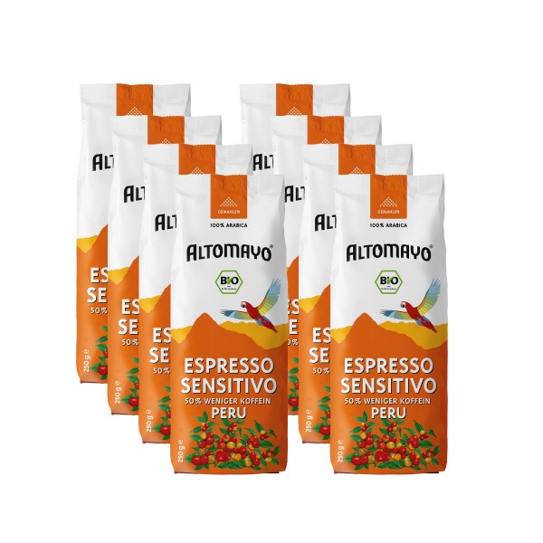 Bio Espresso Sensitivo, gemahlen, 8 x 250 g Beutel