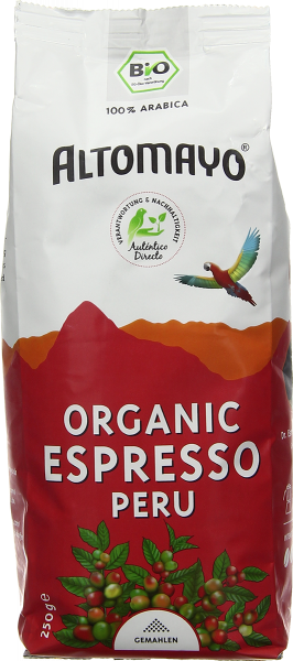 ALTOMAYO - Organic Espresso, gemahlen, 1 x 250 g Beutel