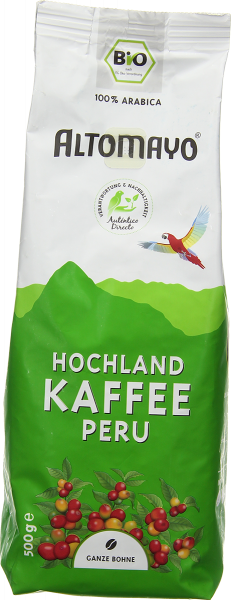 Bio Hochland Kaffee, Bohnen, 1 x 500 g Beutel